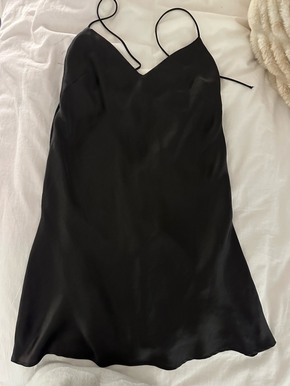 Black Satin Slip Mini Dress – Zara (Size S, NWT)